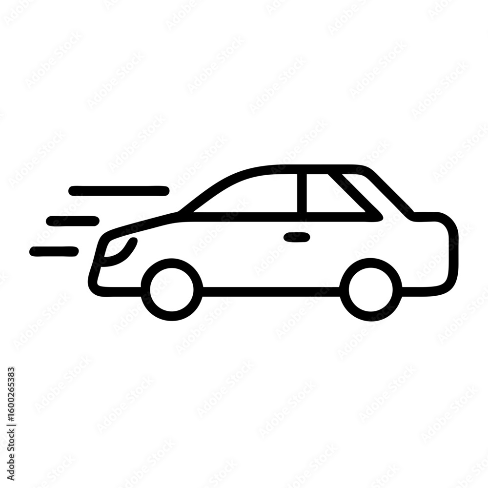 Obraz premium Outline of a car in motion with speed lines 