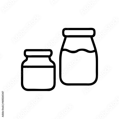 Two glass jars with lids in minimalistic outline design  