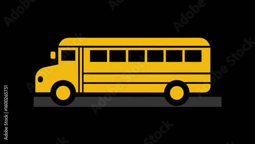 Yellow school bus transportation icon graphic illustration for education and travel
