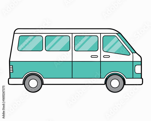 Airport Shuttle Van Outline Design for Transportation Services and Travel Graphics