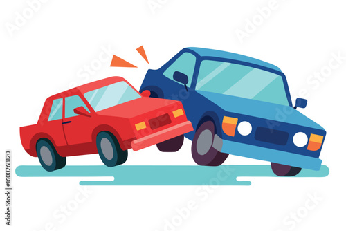 Vector illustration of two cars colliding in a traffic accident