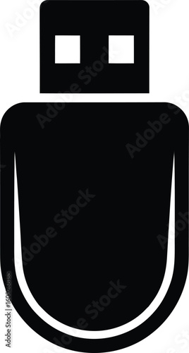 A minimal USB drive silhouette design on white background - A clean USB drive clipart