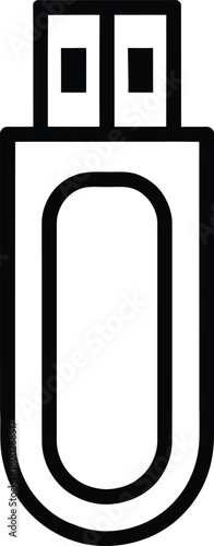 A minimal USB drive silhouette design on white background - A clean USB drive clipart