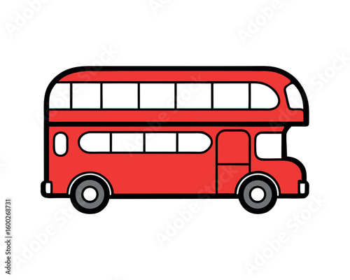 Minimalist Double Decker Bus Illustration Two Level Vehicle Drawing in Simple Style