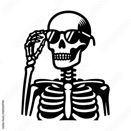 Skeleton with sunglasses vector.