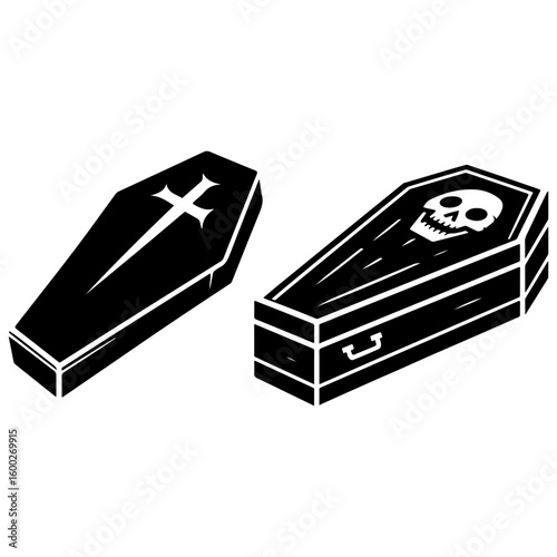 Halloween coffin silhouette vector 