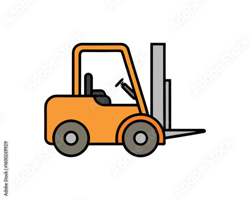 Forklift Icon Design Industrial Vehicle Safety Symbol Transportation and Construction Equipment Graphic