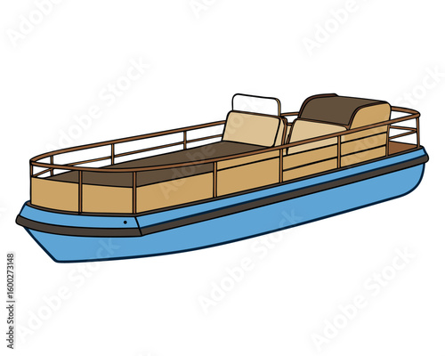 Beige Flat Bottom Pontoon Boat Design