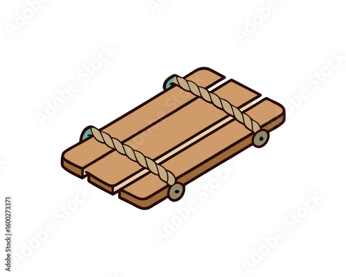 Tan Brown Wooden Raft Line Icon