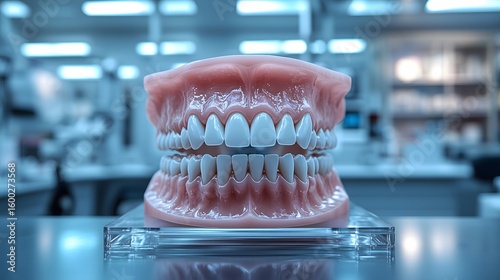 Teeth model showing perfect occlusion in a dentistry lab