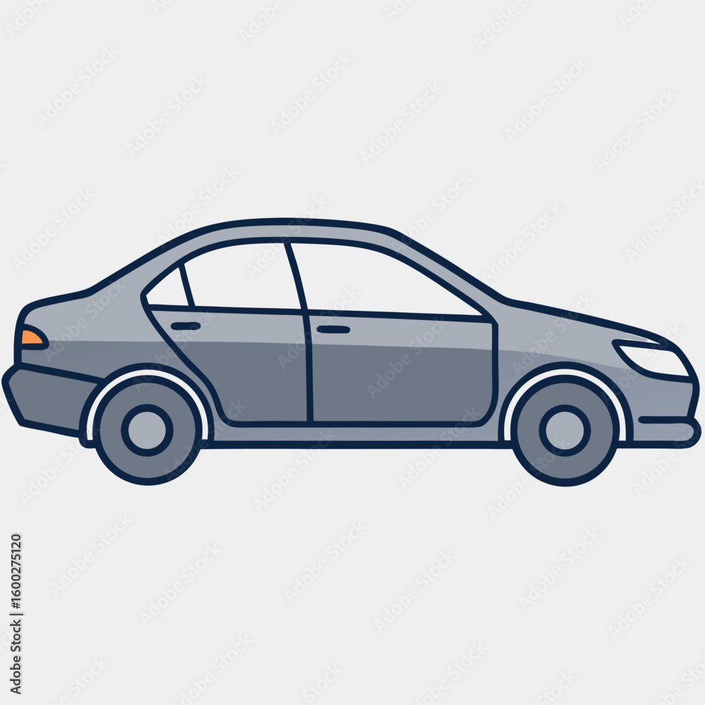 Fototapeta premium Minimalist Line Art Side View of a Sedan Car