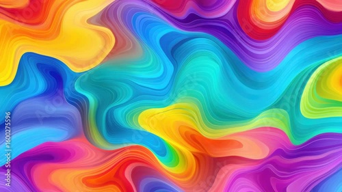 Abstract vibrant colorful swirls of paint in yellow blue purple and orange tones creating fluid motion