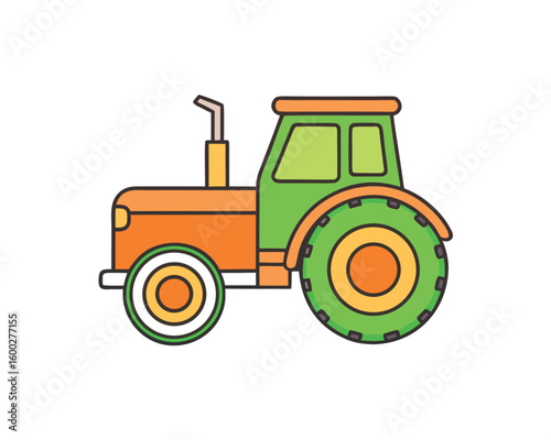 Simple Farm Tractor Line Icon with Leaf Design for Agriculture Concepts