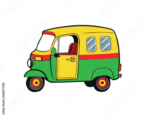 Tuk tuk Icon Bright Three Wheeler Auto Rickshaw Design for Transportation and Travel
