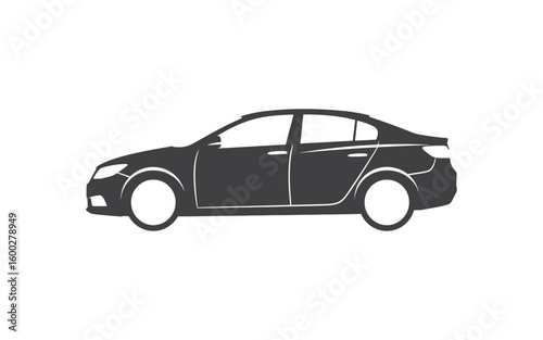 Sleek sedan silhouette for automotive marketing and design projects, ideal for car dealerships and transportation industry branding materials