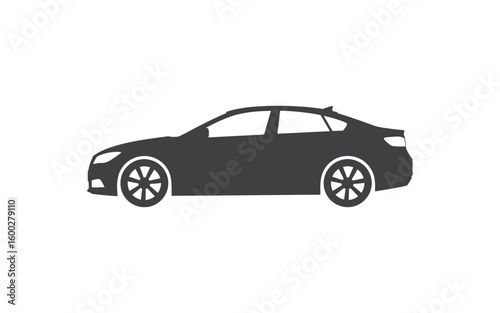 Sleek sedan car profile cutout for automotive designs and transportation marketing, perfect for dealership ads or modern vehicle concepts