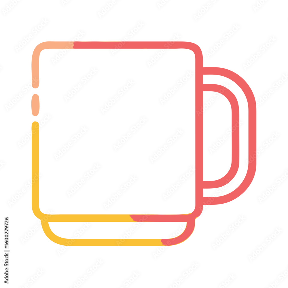 Line art illustration of a mug with gradient colors Line art illustration of a mug with gradient colors