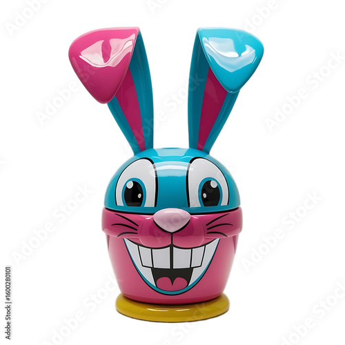 Easter Bunny with a Big Smile Isolated on White Background for Holiday Celebration

