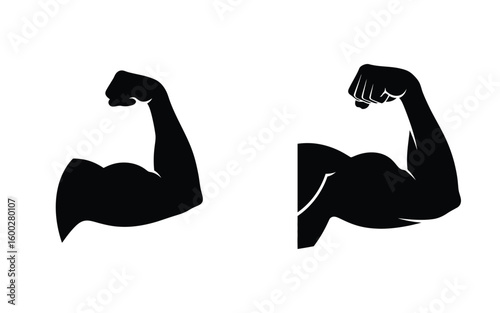 Showcase your strength with this powerful flexed biceps design, perfect for fitness brands and motivational campaigns, projecting health and vitality