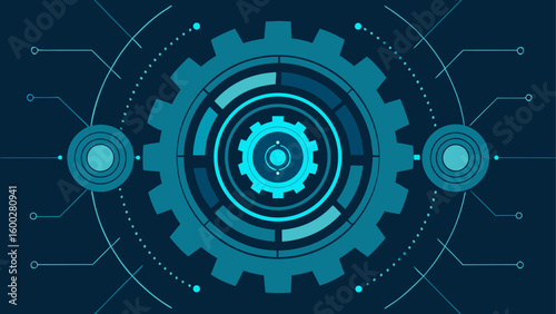 symmetrical tech background with rotating gears