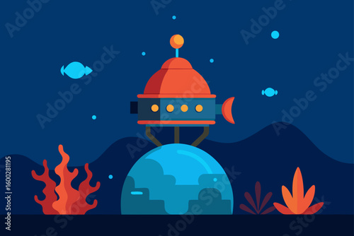 underwater ai observatory with glowing coral
