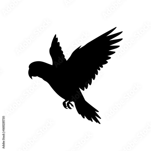 Green parrot flying silhouette vector flat illustration design. 