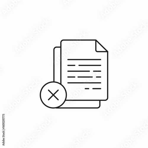 deleted document cross icon sign vector