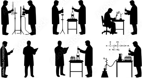 silhouette of a chemist on a white background