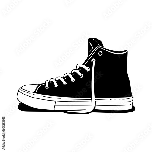 monochrome street style sneaker clipart