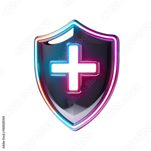Shield with Sword Isolated on White Background
