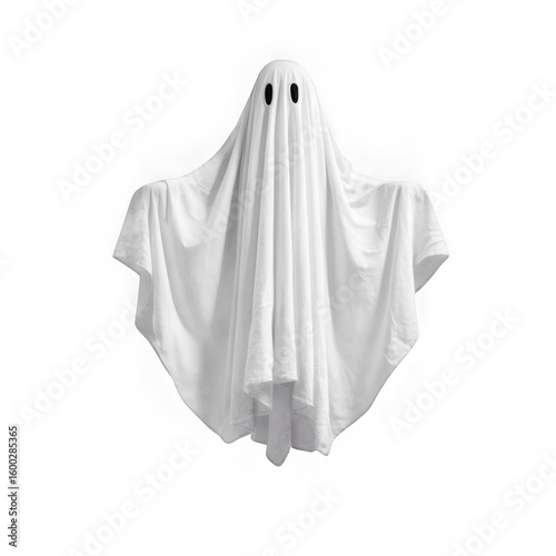 Classic white ghost costume isolated on transparent background