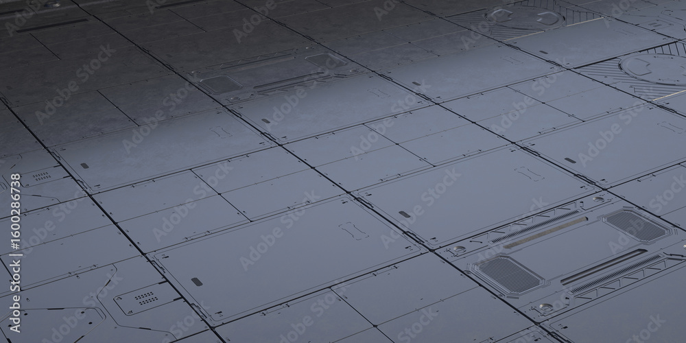 Futuristic metallic panel floor design Futuristic metallic panel floor design