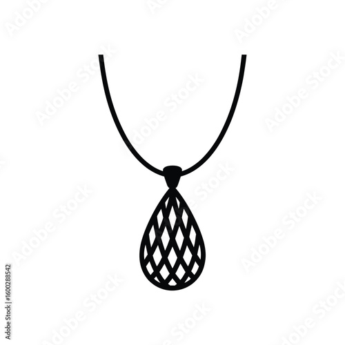 Elegant teardrop pendant necklace with intricate lattice design