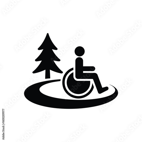 Accessible nature trail symbol for wheelchair users