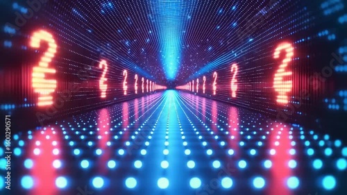 Wallpaper Mural Digital light tunnel with glowing dots Torontodigital.ca