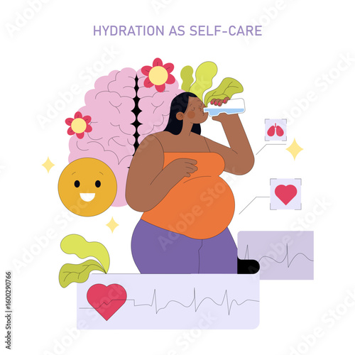Hydration as Self-Care Concept Vector Illustration