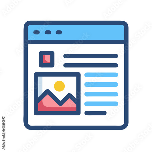 Webpage design, flat style, colorful interface, illustration for digital content creation
