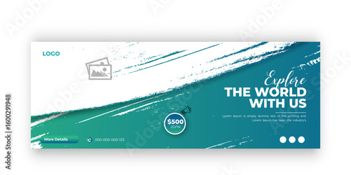 Travel facebook cover or web banner vector design