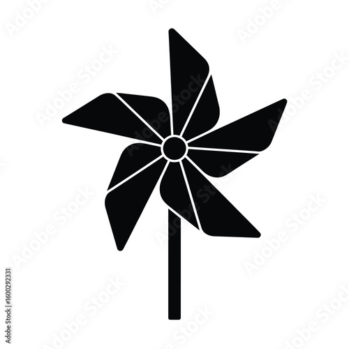 Black silhouette of a classic pinwheel toy
