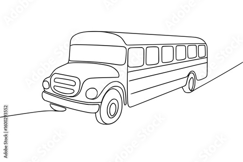 One Line Drawing of a School Bus