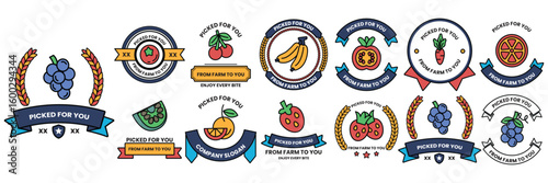 collection of fruit and vegetable badges