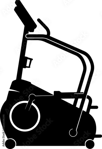 Black and White Stationary Exercise Bike Silhouette with Handlebars