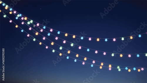Colorful string lights against dark sky colorful lights