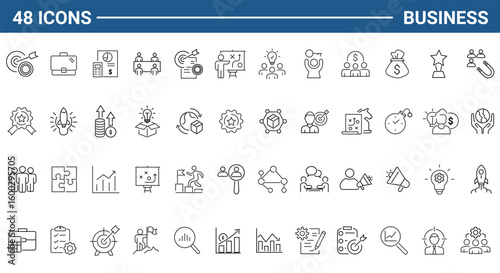 Business set of web icons in line or outline style. Icons for web and mobile app. Outline icons collection. Editable Stroke. Vector illustration