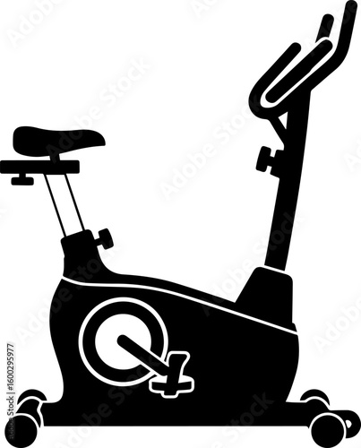 Black Stationary Exercise Bike with Seat and Handlebars Silhouette