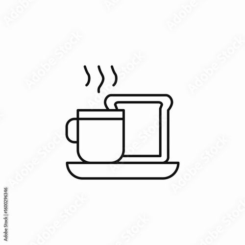 breakfast coffee toast icon sign vector