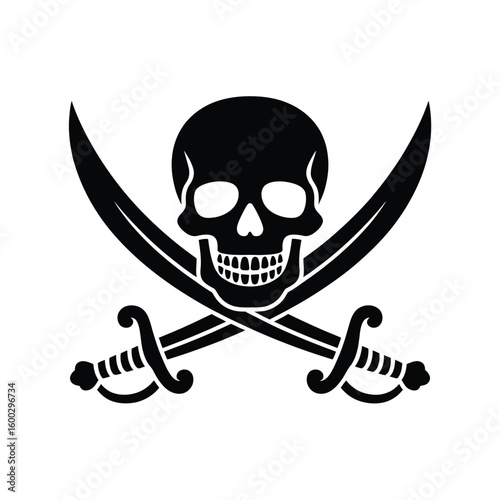 Classic black pirate skull and crossbones with swords