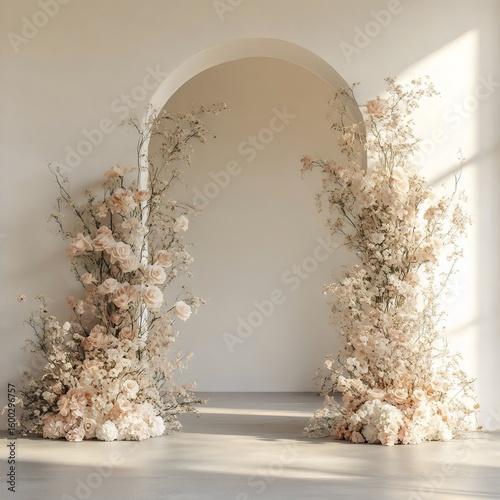wedding background with flowers generative AI