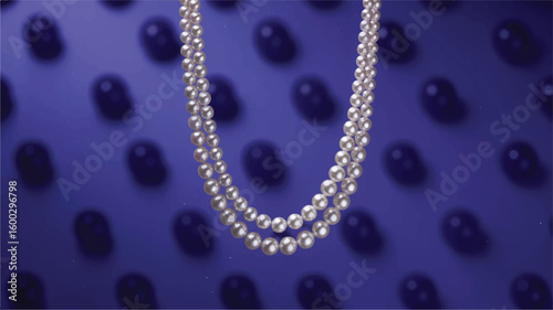 Elegant pearl necklace on blue background pearls jewelry