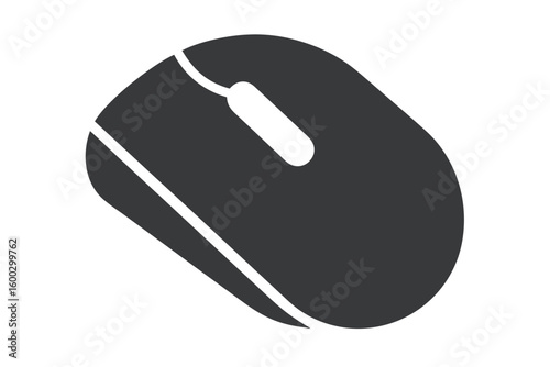 Computer mouse icon silhouette, Single computer mouse, sleek and modern silhouette vector design
